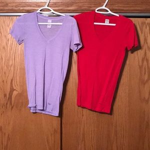 PINK V-Neck Shirts (X-Small)